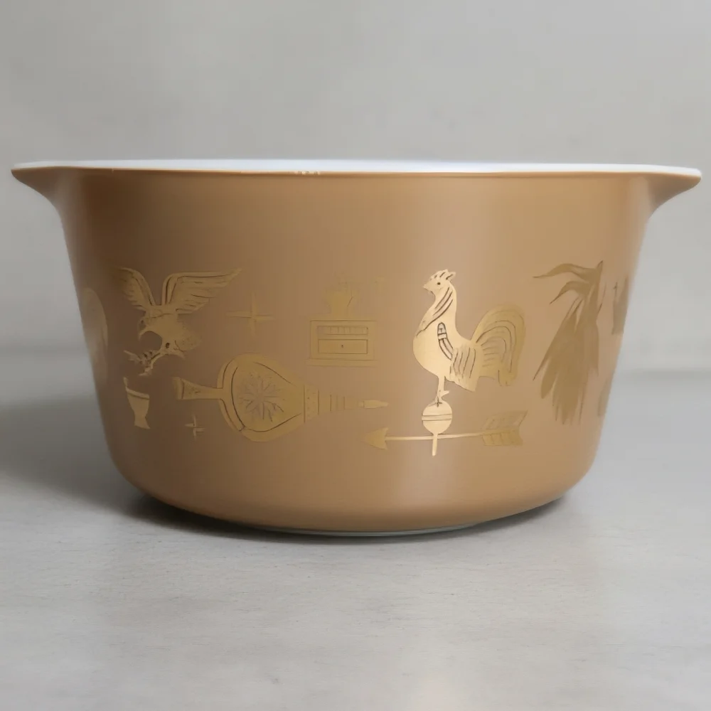 PYREX Early American 473 Gold Colonial Brown Casserole Dish Base No Lid Size 1QT - Picture 8 of 8